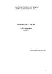 Letni delovni naÄrt 2009/2010 - Å olski center Slovenj Gradec