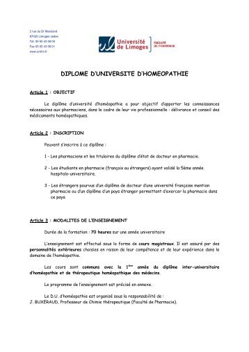 universite de limoges - faculte de pharmacie - Faculté de Médecine ...