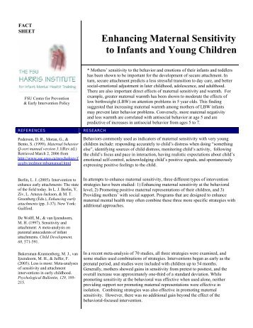 Enhancing Maternal Sensitivity to Infants and Young Children