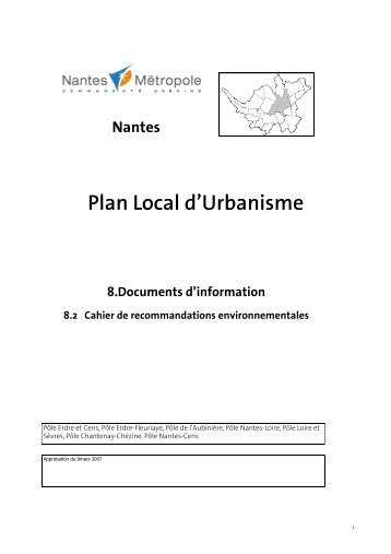 cahier de recommandation environnementale - Le plan local d ...