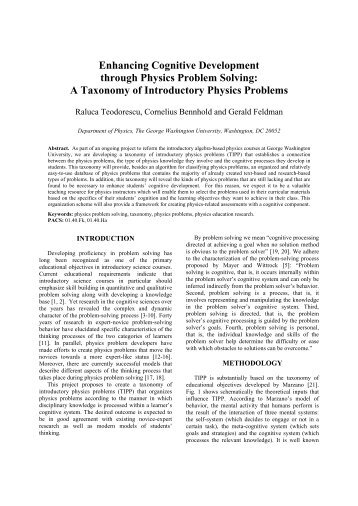 A Taxonomy of Introductory Physics Problems - comPADRE