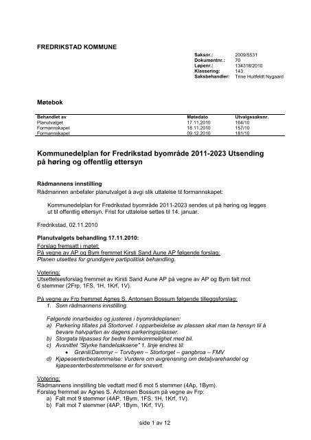 Kommunedelplan for Fredrikstad byområde 2011-2023 Utsending ...