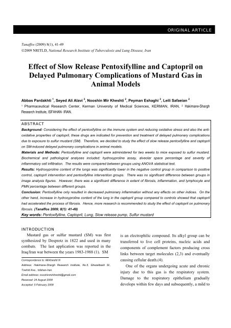 Effect of Slow Release Pentoxifylline and Captopril on ... - Tanaffos