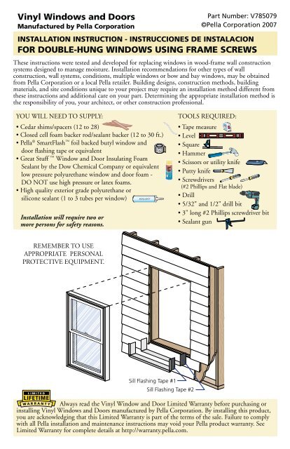 FOR DOUBLE-HUNG WINDOWS USING FRAME ... - Pella.com