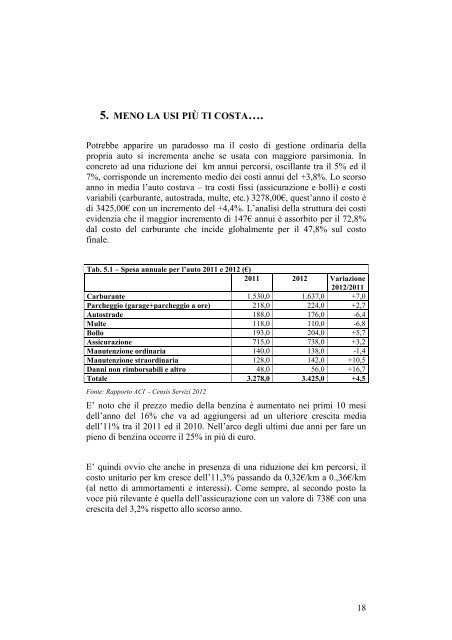 Rapporto ACI - Censis