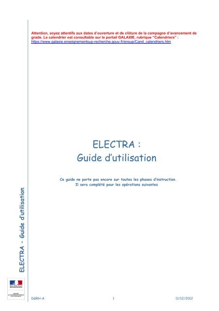 ELECTRA : Guide d'utilisation - Document sans titre