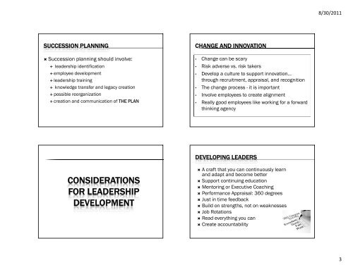 SUCCESSION PLANNING