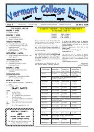 Issue 9 DIARY DATES - Vermont Secondary College