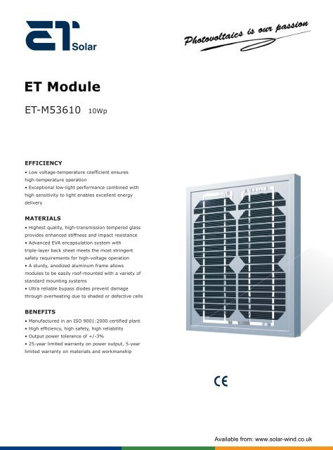 ET Solar PV Module - ET-M53610