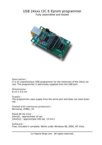 USB 24xxx I2C E-Eprom programmer