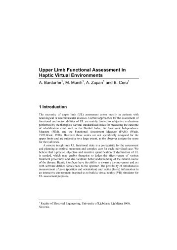 Upper Limb Functional Assessment in Haptic Virtual ... - EDC