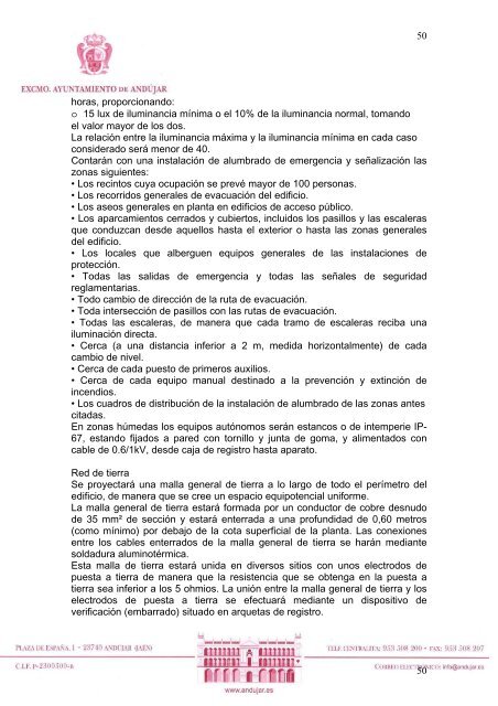 PLIEGO PRESCRIPCIONES TÃCNICAS - Ayuntamiento de AndÃºjar