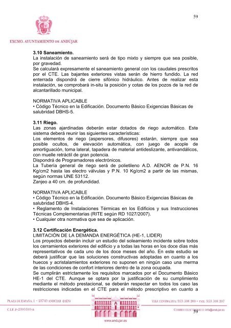 PLIEGO PRESCRIPCIONES TÃCNICAS - Ayuntamiento de AndÃºjar