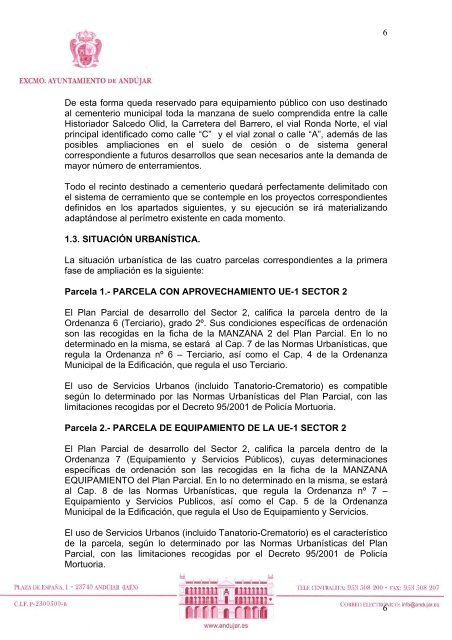 PLIEGO PRESCRIPCIONES TÃCNICAS - Ayuntamiento de AndÃºjar