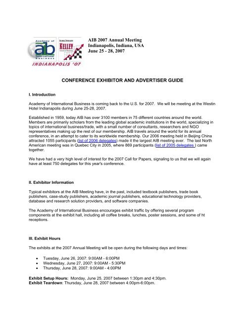 28, 2007 CONFERENCE EXHIBITOR AND ADVERTISER GUIDE