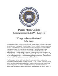 Charge to Future Graduates - Patrick Henry College