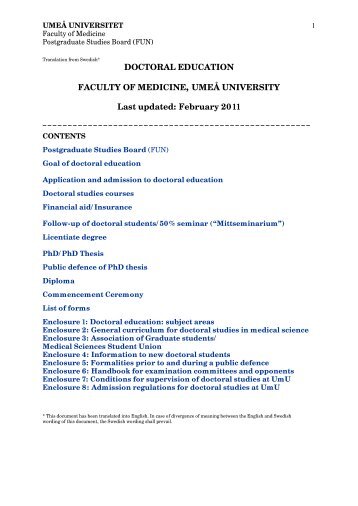 Handbook for PhD education - UmeÃ¥ universitet