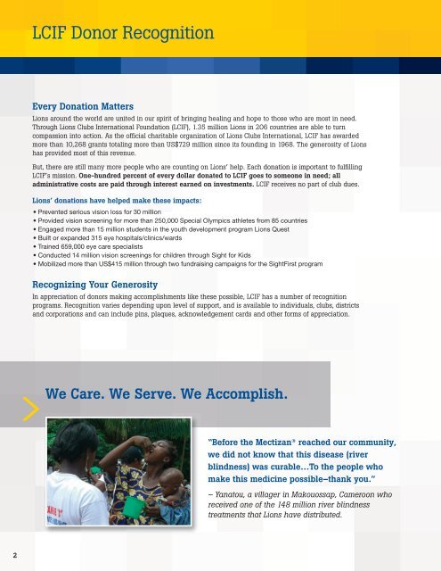 WAYS TO GIVE AND TYPES OF RECOGNITION - LCIF