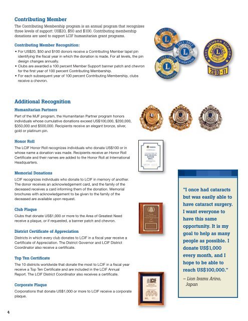 WAYS TO GIVE AND TYPES OF RECOGNITION - LCIF