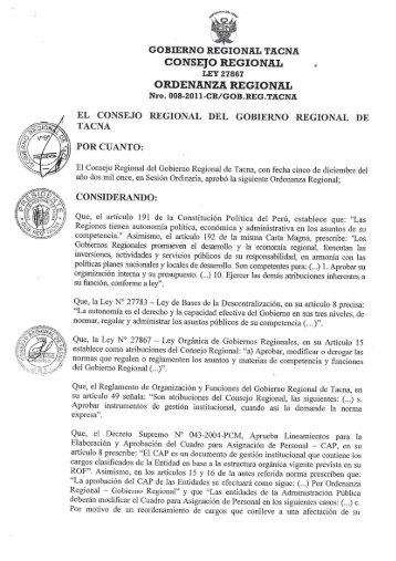 GOBIERNO REGIONAL TACNA - Direccion Regional de Salud Tacna