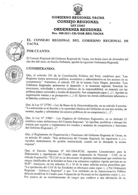 GOBIERNO REGIONAL TACNA - Direccion Regional de Salud Tacna
