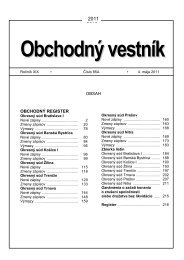 OBSAH OBCHODNÃ REGISTER