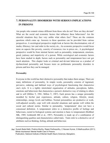 7. personality disorders with serious implications in prisons - Nimhans