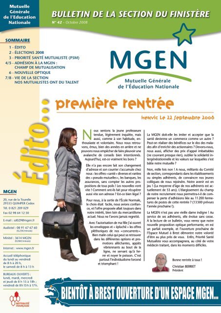 BIENTÃƒÂ”T ÃƒÂ€ BREST OUVERTURE D'UN ESPACE MGENÃ¢Â€Â¦