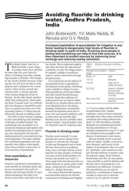 Avoiding fluoride in drinking water, Andhra Pradesh, India