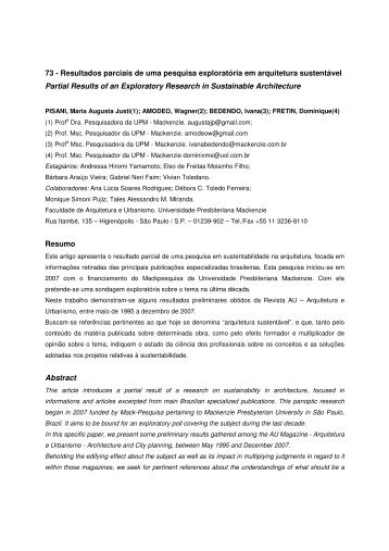 73 - Resultados parciais de uma pesquisa exploratÃ³ria em ... - USP