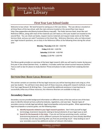 First Year Law School Guide - Pepperdine University School of Law