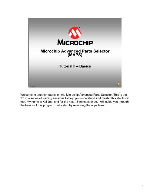 Microchip Advanced Parts Selector (MAPS)