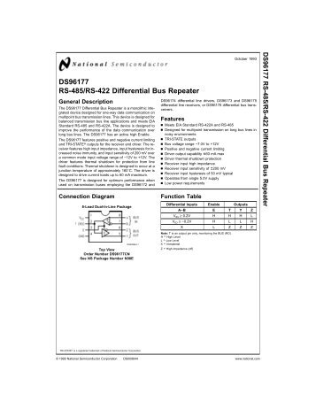 DS96177 RS-485/RS-422 Differential Bus Repeater - Datasheets