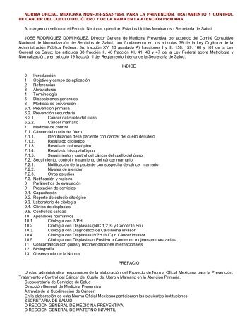 NOM-014-SSA2-1994, para la prevenciÃ³n, tratamiento y control de ...