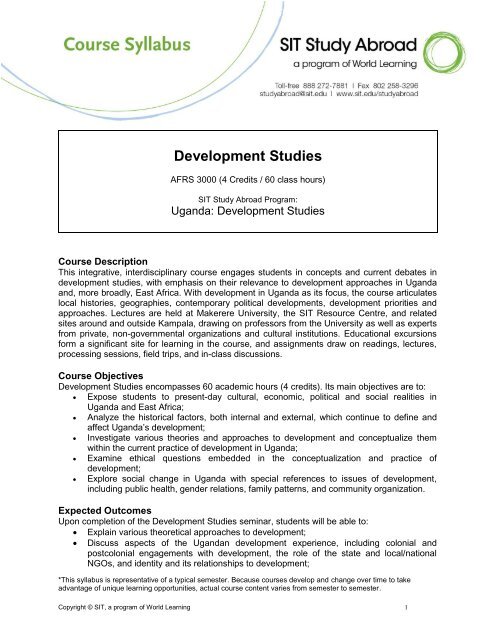 Development Studies Seminar - School for International Training