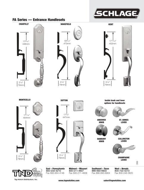 Schlage Catalog Residential - Top Notch Distributors, Inc.
