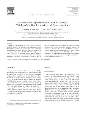 Are men more depressed than women in Norway? Validity of the ...