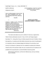 Health Mgmt. Assocs., Inc. v. Yerby, 2009 NCBC - the North Carolina ...