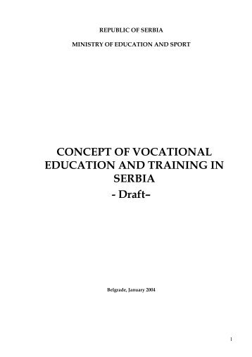 concept of vocational education and training in serbia - vet reform ...