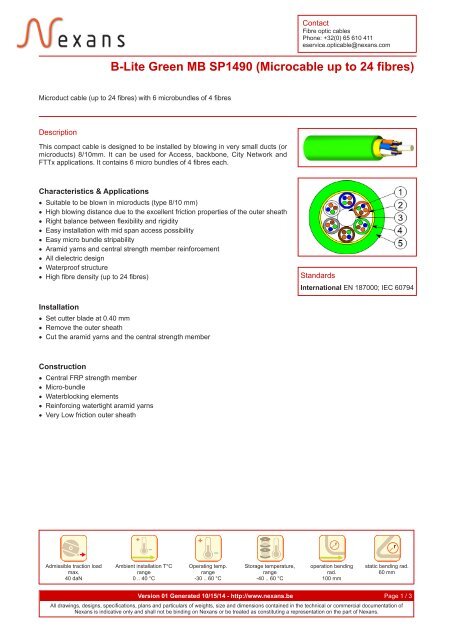 B-Lite Green MB SP1490 (Microcable up to 24 fibres) - Nexans