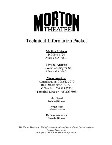 Download the Technical Rider - Morton Theatre