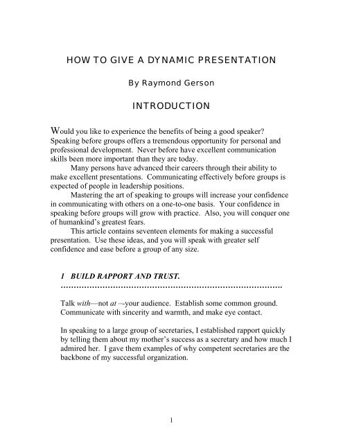 how to give introduction for group presentation