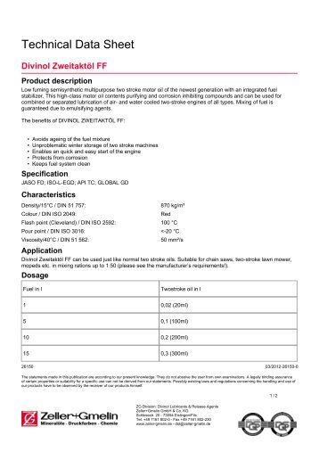 Divinol ZweitaktÃƒÂ¶l FF - Zeller+Gmelin GmbH
