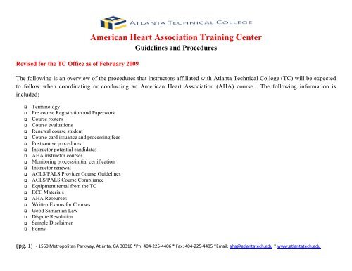 Guidelines & Procedures - Atlanta Technical College