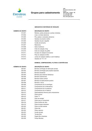 Grupos para Cadastramento - CGTEE