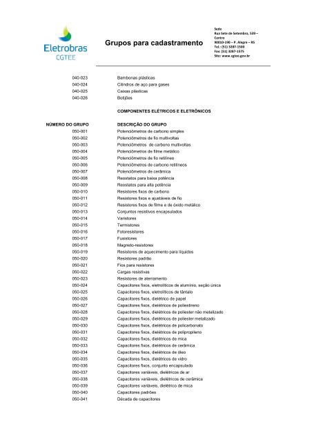 Grupos para Cadastramento - CGTEE