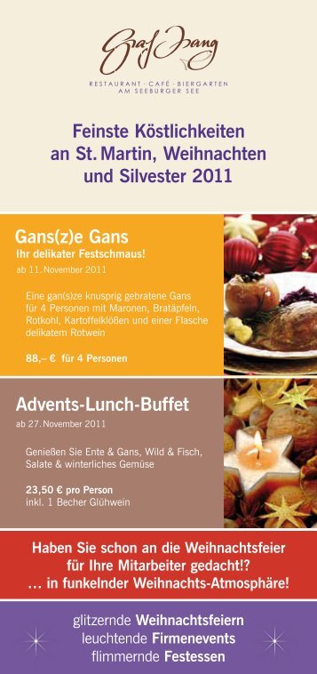 Advents-Lunch-Buffet Gans(z)e Gans Feinste  ... - Graf Isang