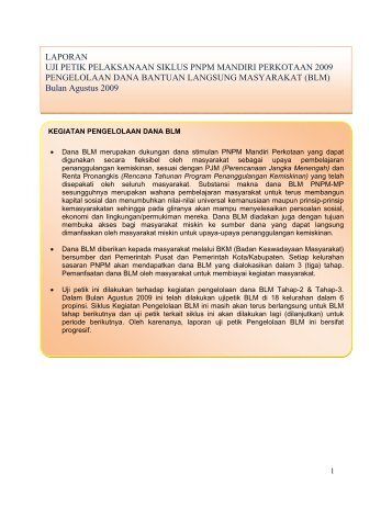 LAPORAN UJI PETIK PELAKSANAAN SIKLUS PNPM ... - P2KP