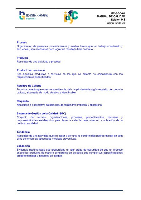 MANUAL DE CALIDAD Docencia HGCR - hgucr