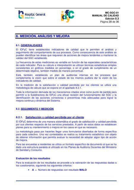 MANUAL DE CALIDAD Docencia HGCR - hgucr